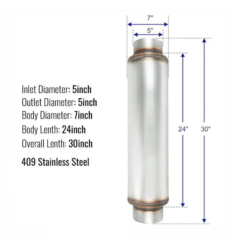 5" Muffler 30" Overall Length for Diesel Exhaust Generic