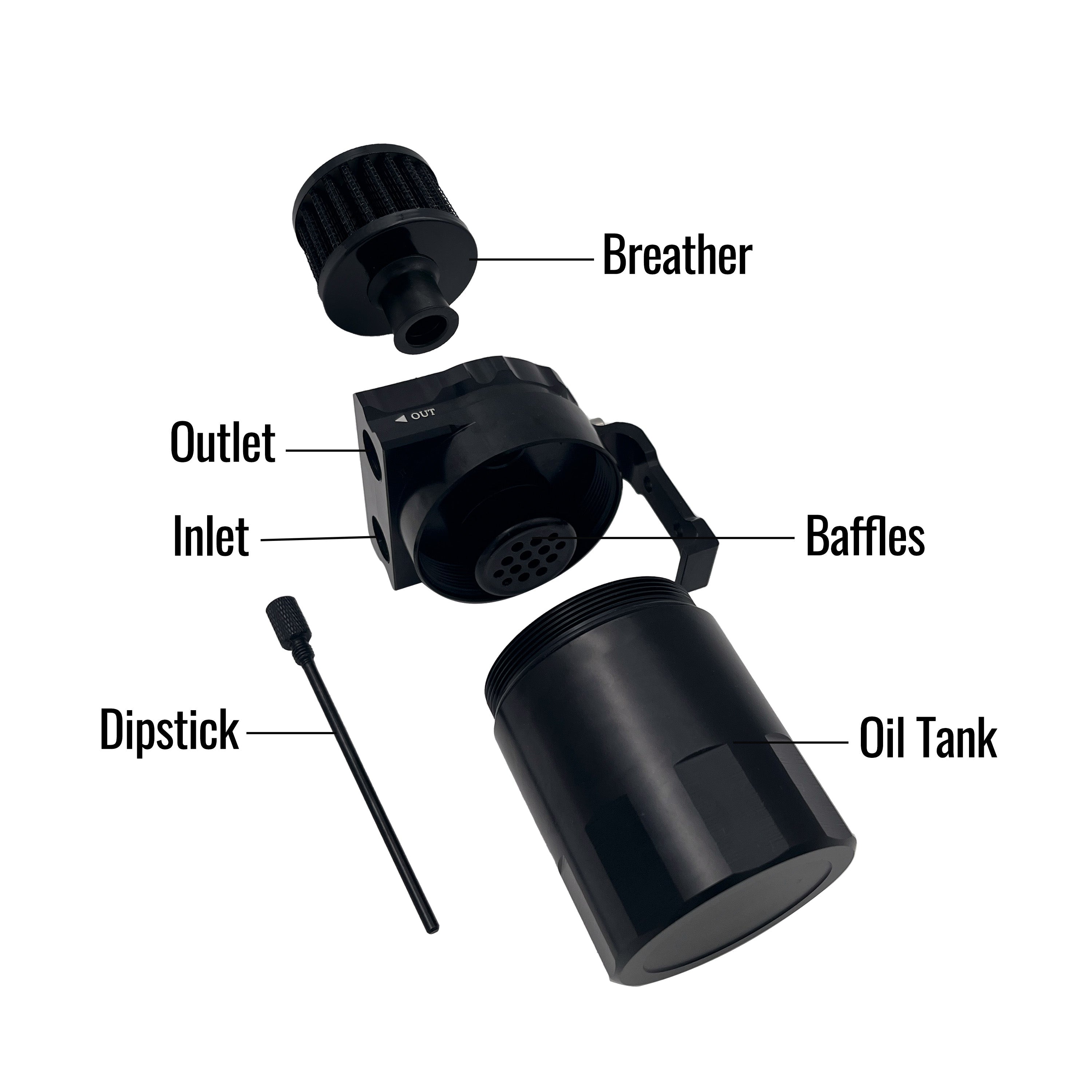 Oil Catch Reservoir Breather Can Tank with Filter Cylinder Aluminum Universal