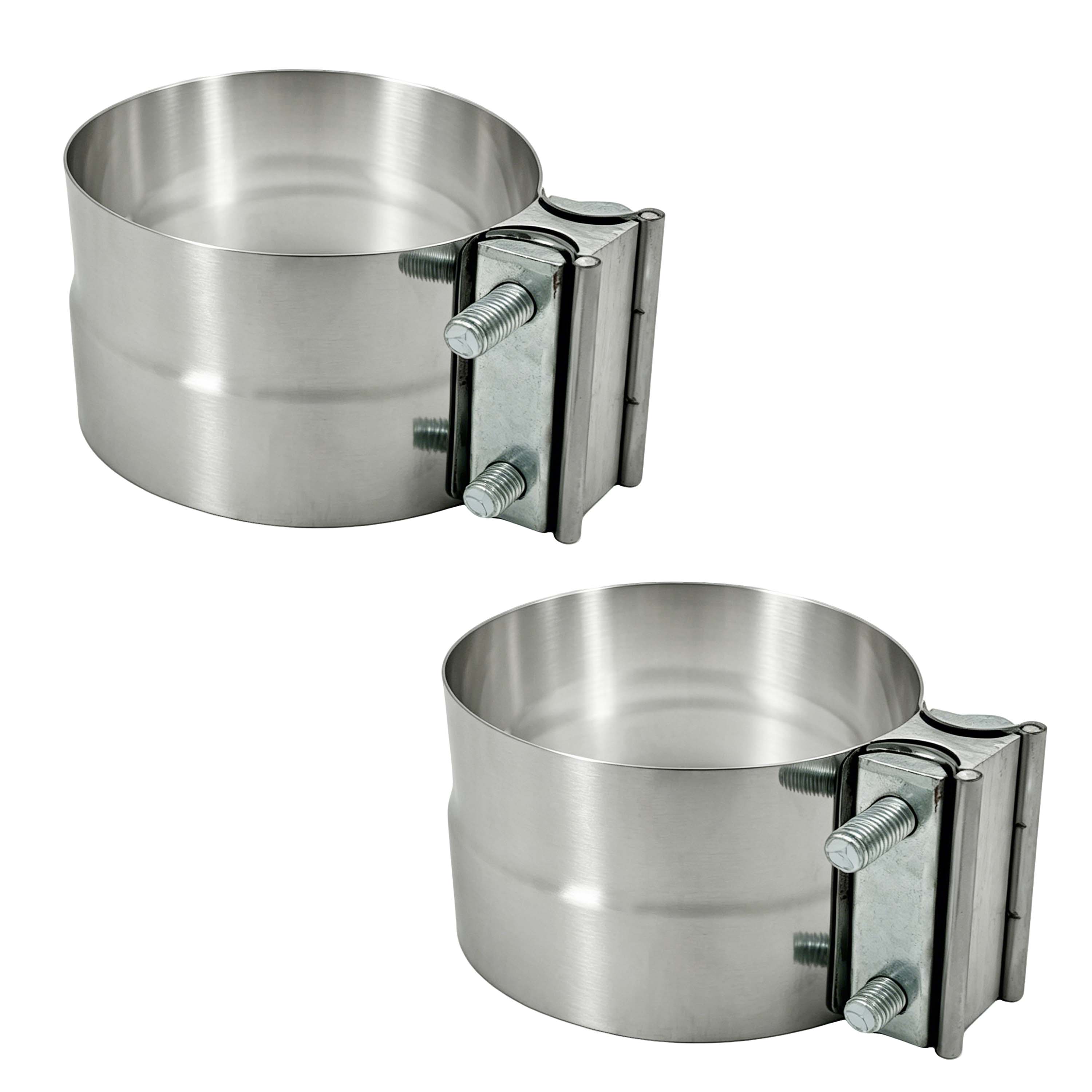 4 Inch to 5 Inch Exhaust Lap Joint Band Clamp - Heavy Duty Stainless Steel Muffler Connector for Universal Fit