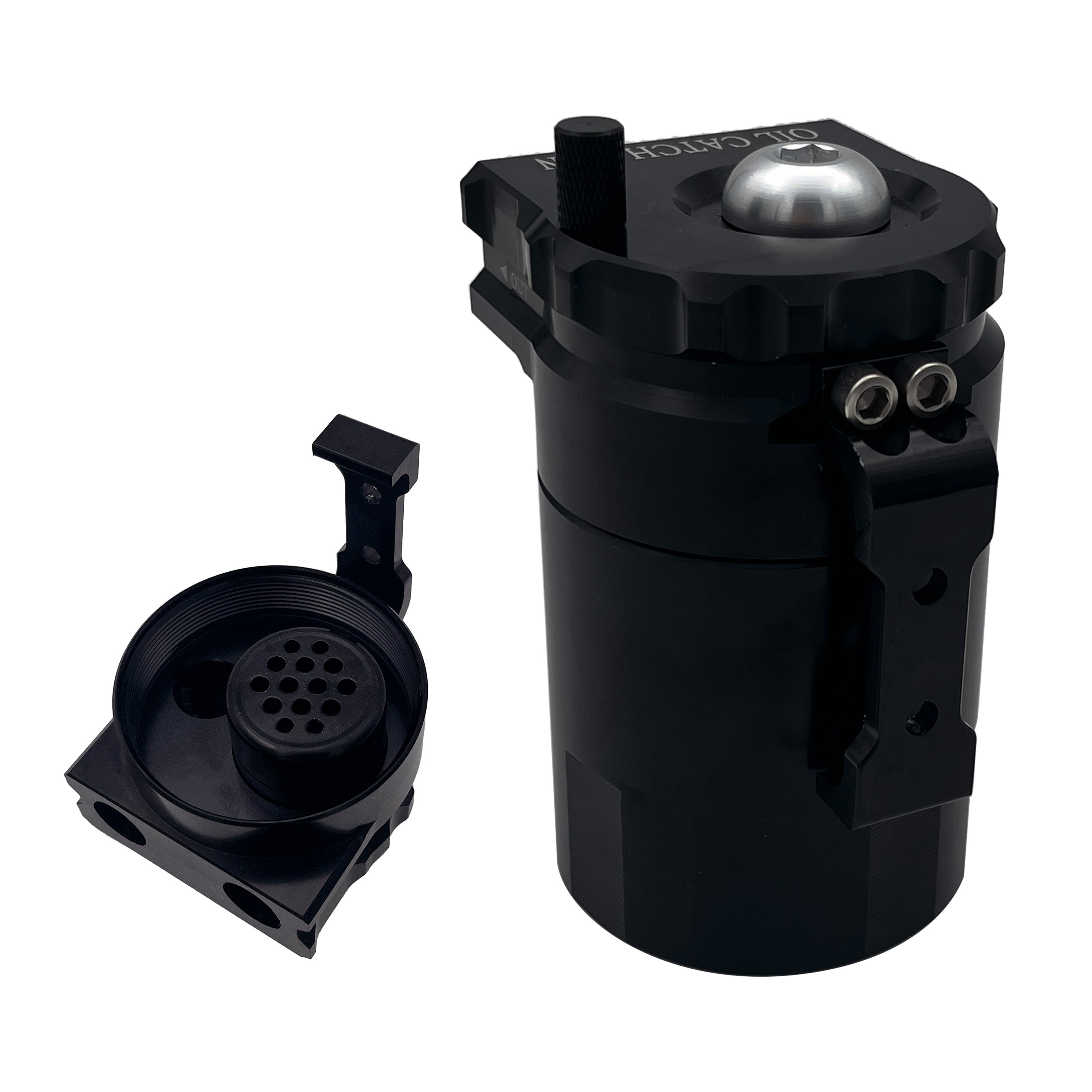 Oil Catch Reservoir Breather Can Tank with Filter Cylinder Aluminum Universal