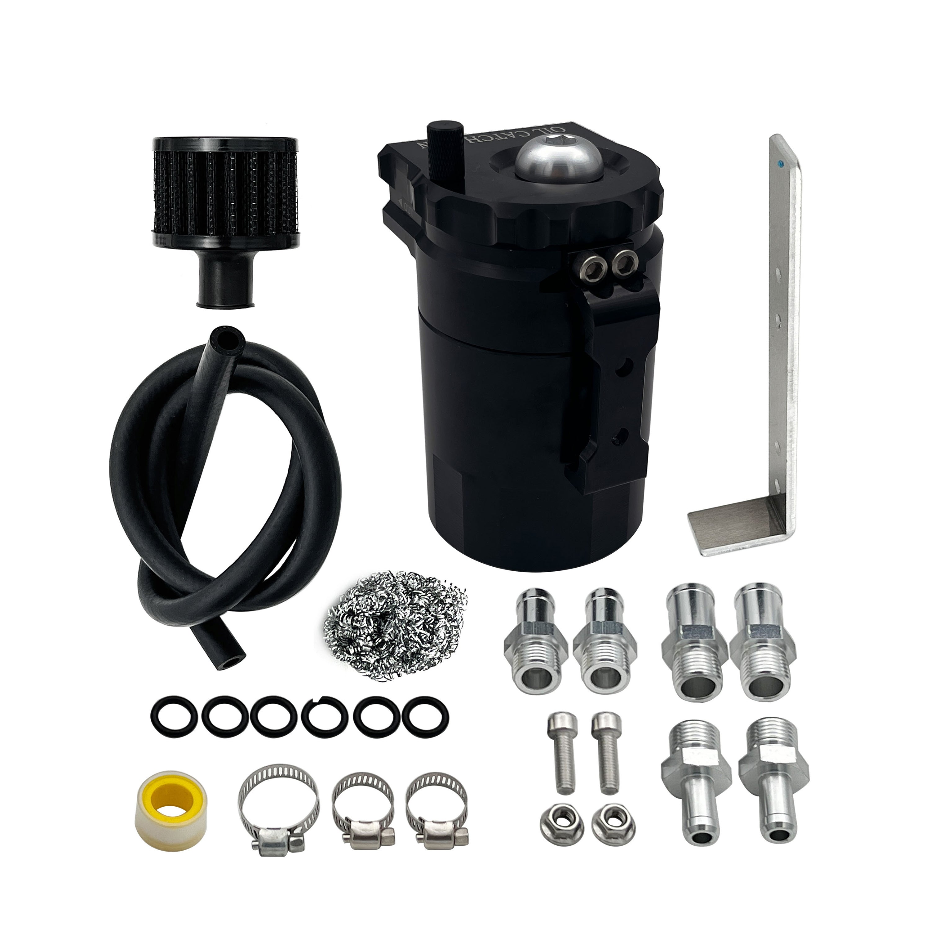 Oil Catch Reservoir Breather Can Tank with Filter Cylinder Aluminum Universal