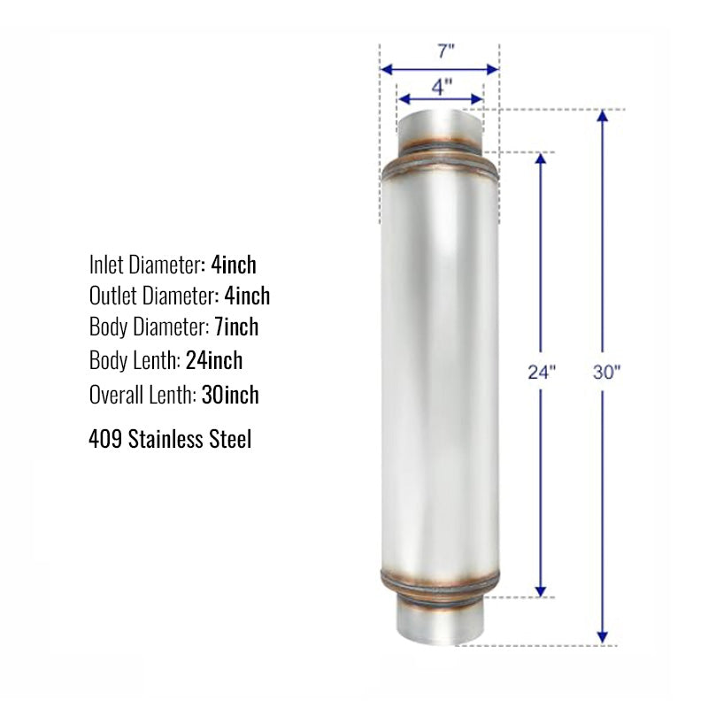 4" Muffler 30" Overall Length for Diesel Exhaust Generic