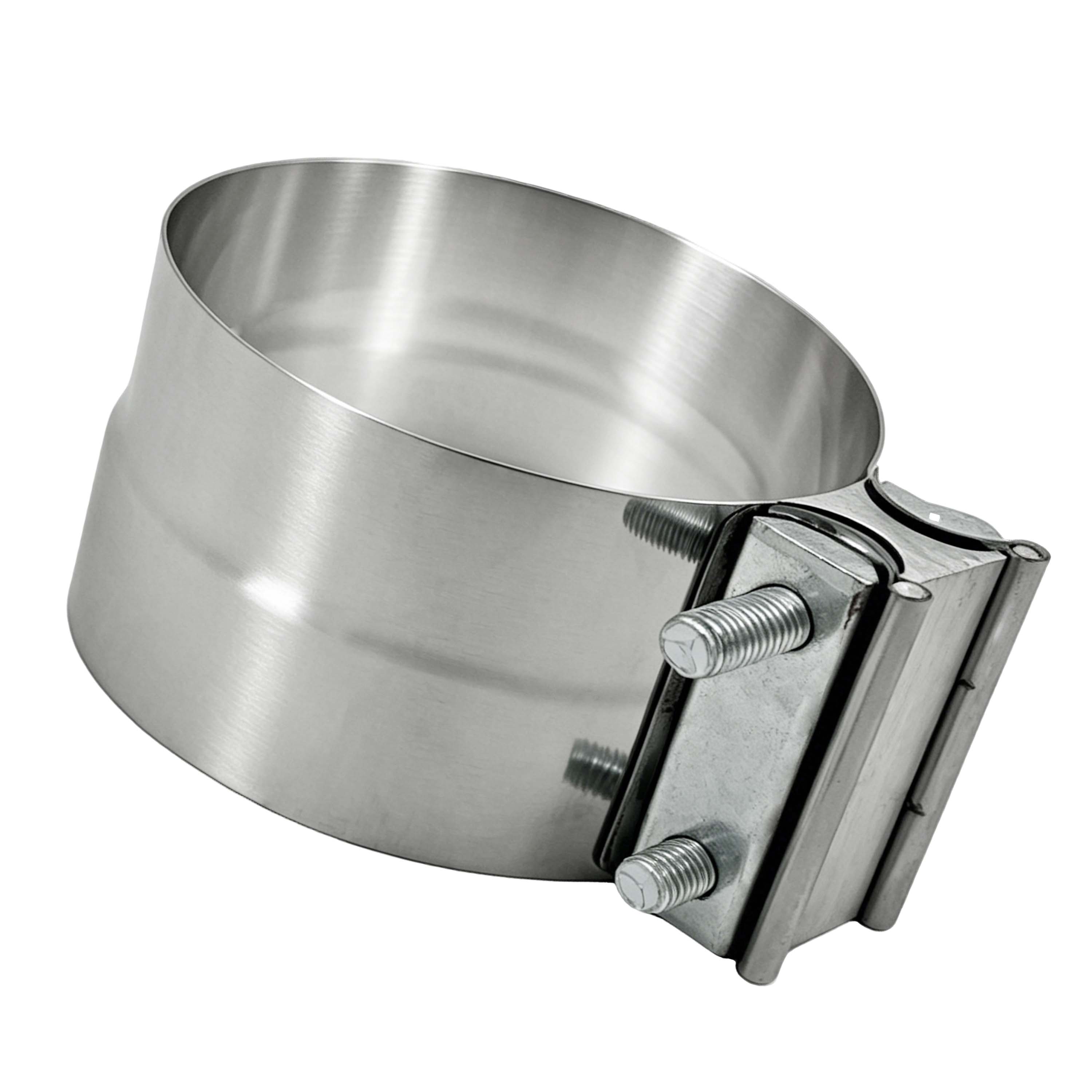 4 Inch to 5 Inch Exhaust Lap Joint Band Clamp - Heavy Duty Stainless Steel Muffler Connector for Universal Fit