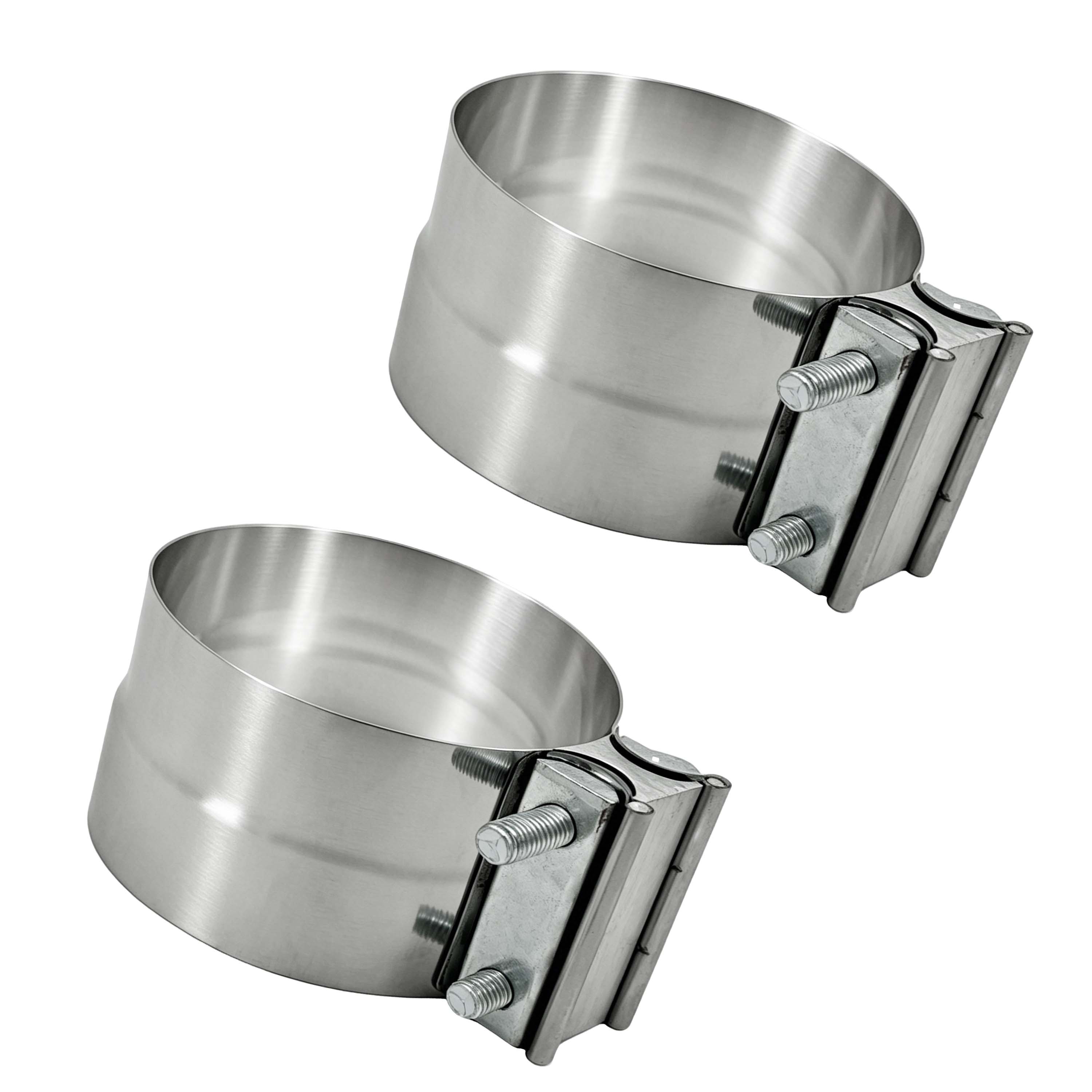 4 Inch to 5 Inch Exhaust Lap Joint Band Clamp - Heavy Duty Stainless Steel Muffler Connector for Universal Fit