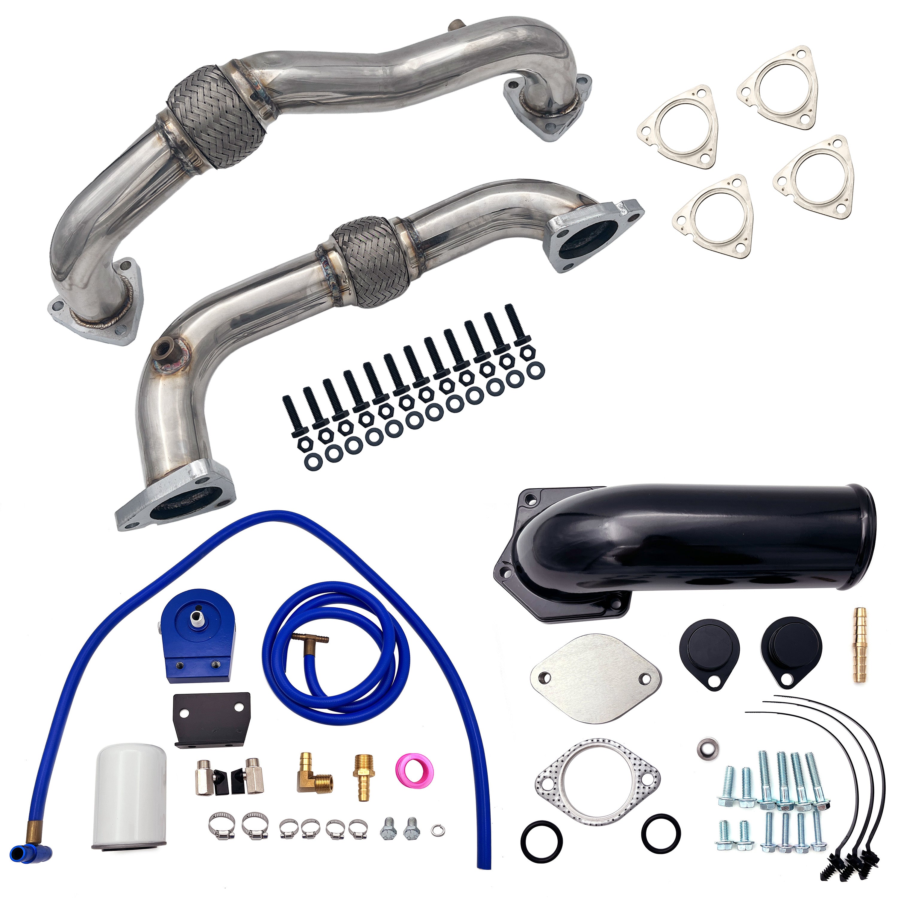 2008-2010 6.4L Ford Powerstork Exhaust Up Pipes & EGR Coolant Filter delete kit